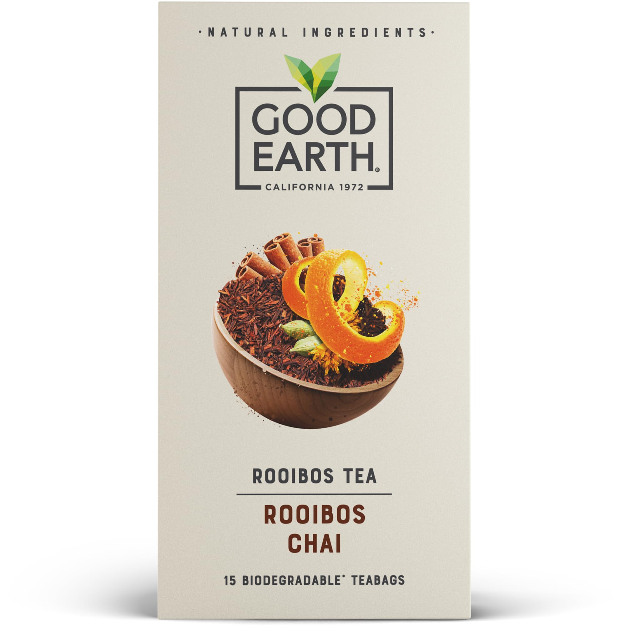 Rooibos Chai Tea Bags – Spiced Chai Blend with Rooibos, Cardamom, Clove and Black Pepper – 15 Plant-Based Teabags