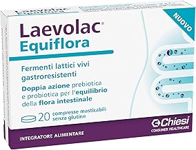 Chiesi Farmaceutici Laevolac Equiflora 20 Chewable Tablets - Food Supplement of Lactic Ferments with Symbiotic Action (Prebiotic and Probiotic) for the Balance of Intestinal Flora
