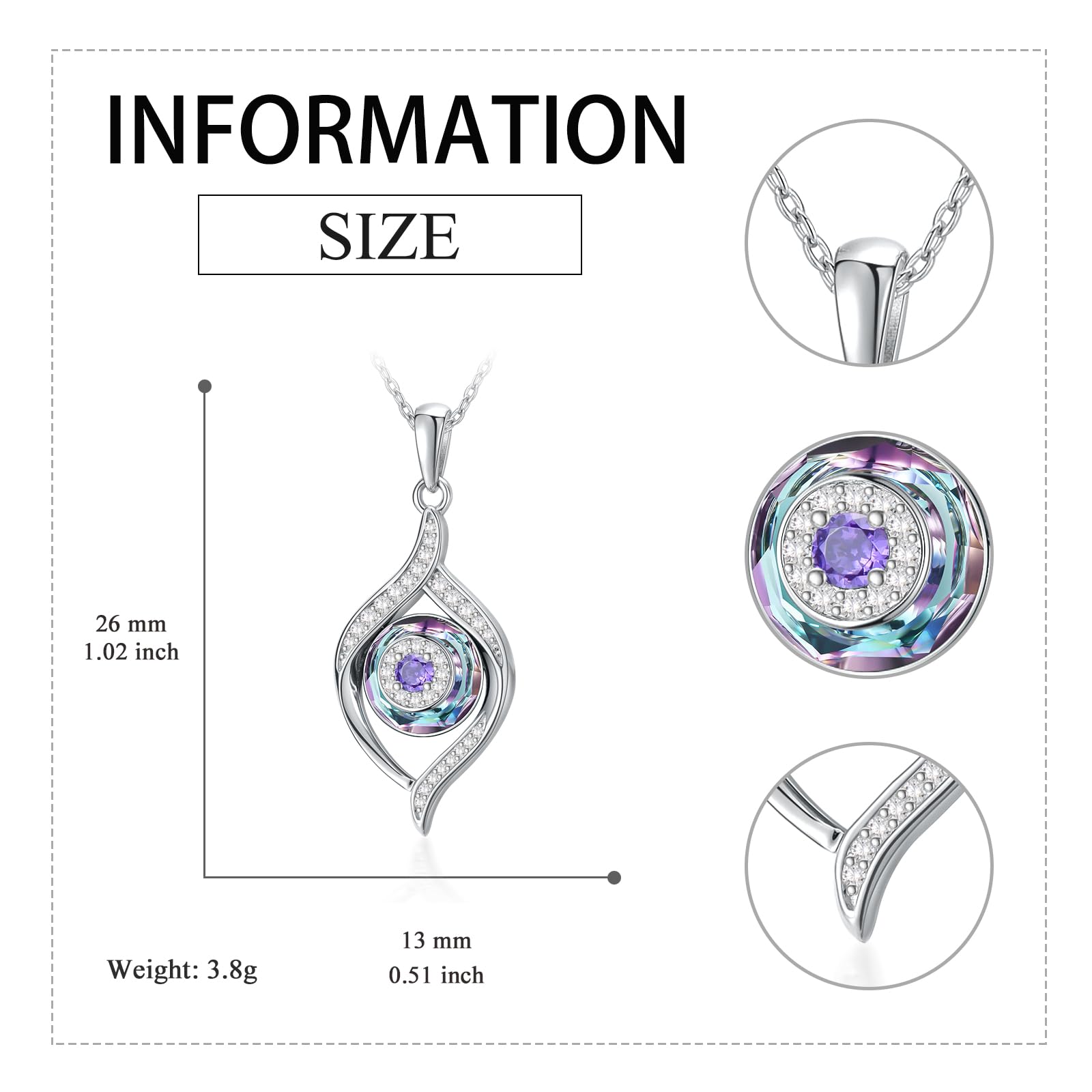 VONALA Collar con Colgante de Mal de Ojo de Plata de Ley - Azul/Azul Volcánico/Morado - Amuleto de la Suerte, Regalo de Joyería Ojo Turco para Mujeres