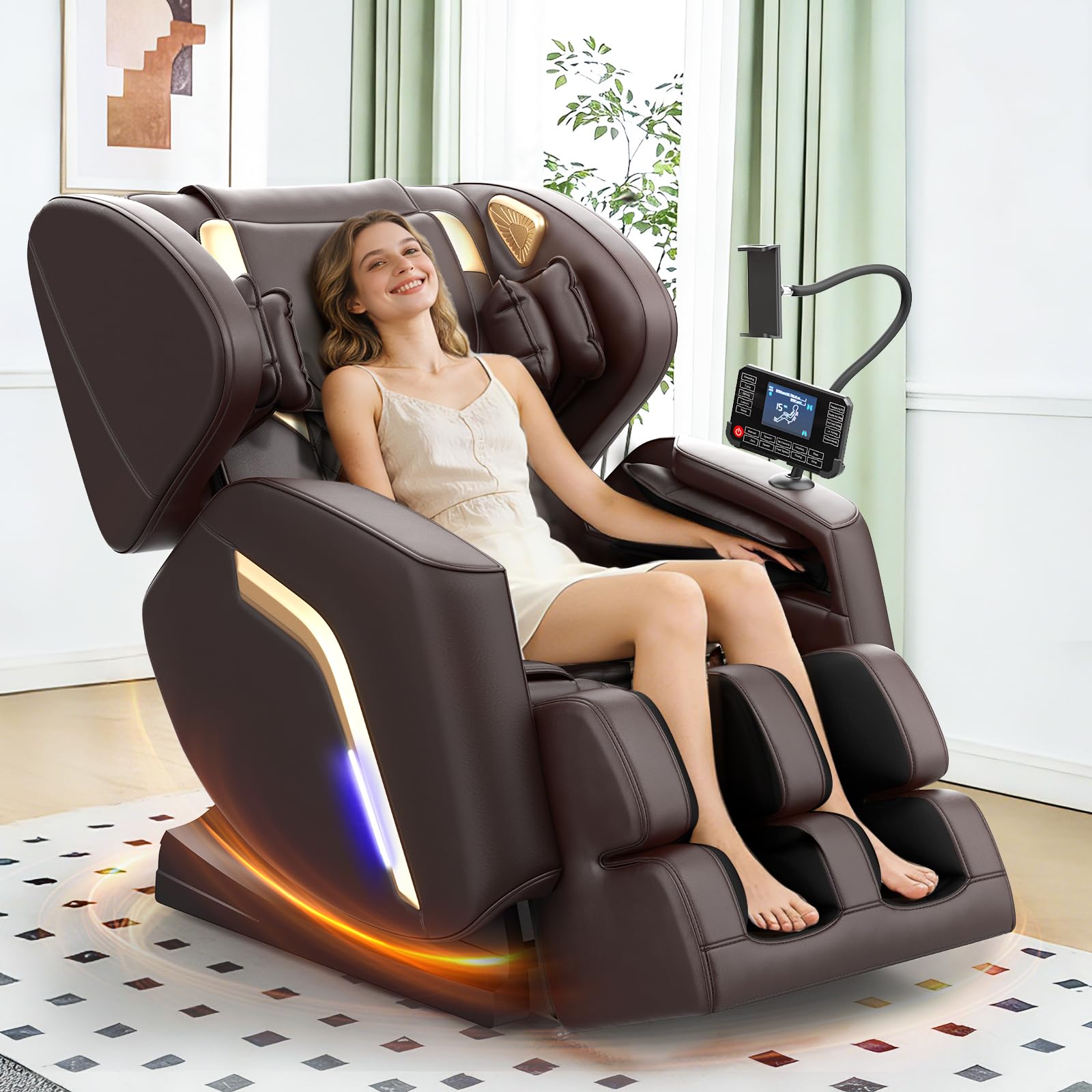 NAGLIFOR Massagesessel Ganzkörper mit 14 Massagerollen,9 Airbags,Fußmassage,Massagesessel mit Wärmefunktion-Rücken- und Beinheizung,Smartphone-Steuerung, Zero-Gravity Relaxsessel für Heimkino