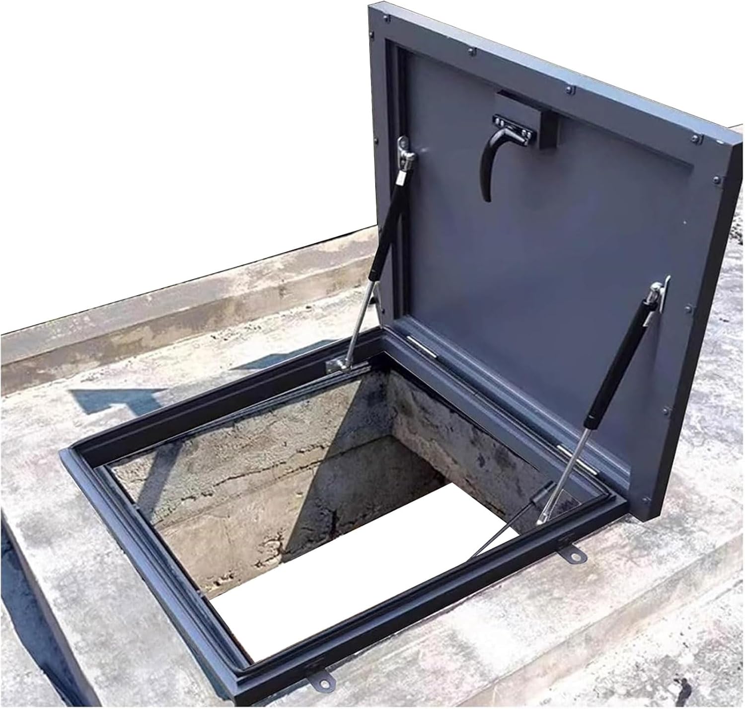 Roof Access Hatch,Galvanized Coated Steel Roof Exit Cover with Gas Shock Strut & Handle & Door Latch, Roof Escape Hatch Cut-Out Cover,Roof Access Hatch Door Roof Skylight rain Cover(55x55cm)