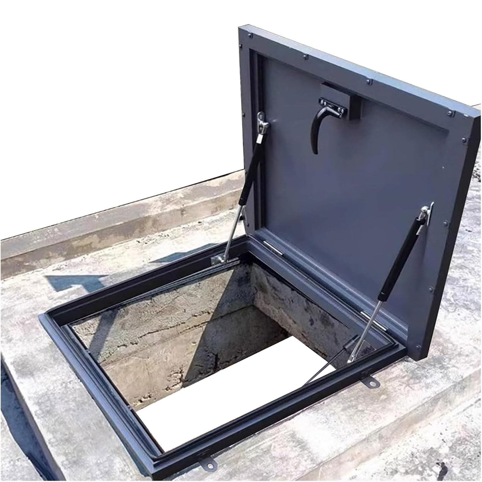 Trampilla de acceso al techo, cubierta de salida de techo de acero galvanizado con amortiguador de gas, manija y pestillo de puerta, cubierta de corte for trampilla de escape de techo(70x70cm)