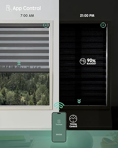 Miniatura 45 de Yoolax Persianas motorizadas con control remoto, persianas motorizadas de cebra compatibles con Alexa, persianas motorizadas de privacidad, 70%