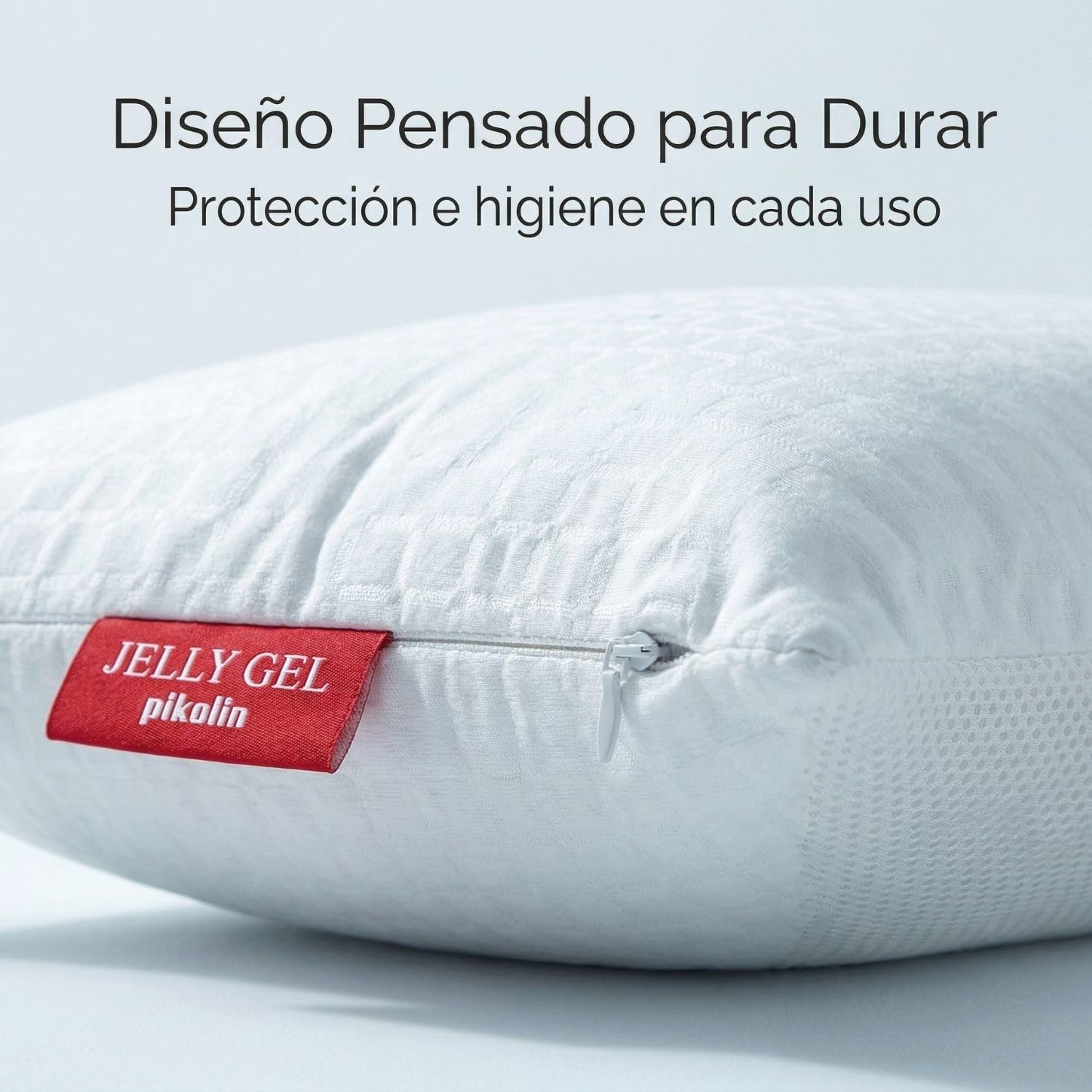 PIKOLIN - Almohada Viscoelástica 70 cm con Memory Gel Premium JellyGel - Efecto Fresco, Firmeza Media, Ergonómica Cervical, Transpirable e Hipoalergénica