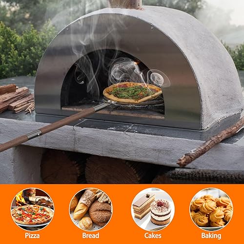 Miniatura 4 de Mimiuo 8 pulgadas Pizza Turning Peel, 48 pulgadas de largo aluminio pizza paleta con mango largo, accesorios al aire libre del horno de pizza