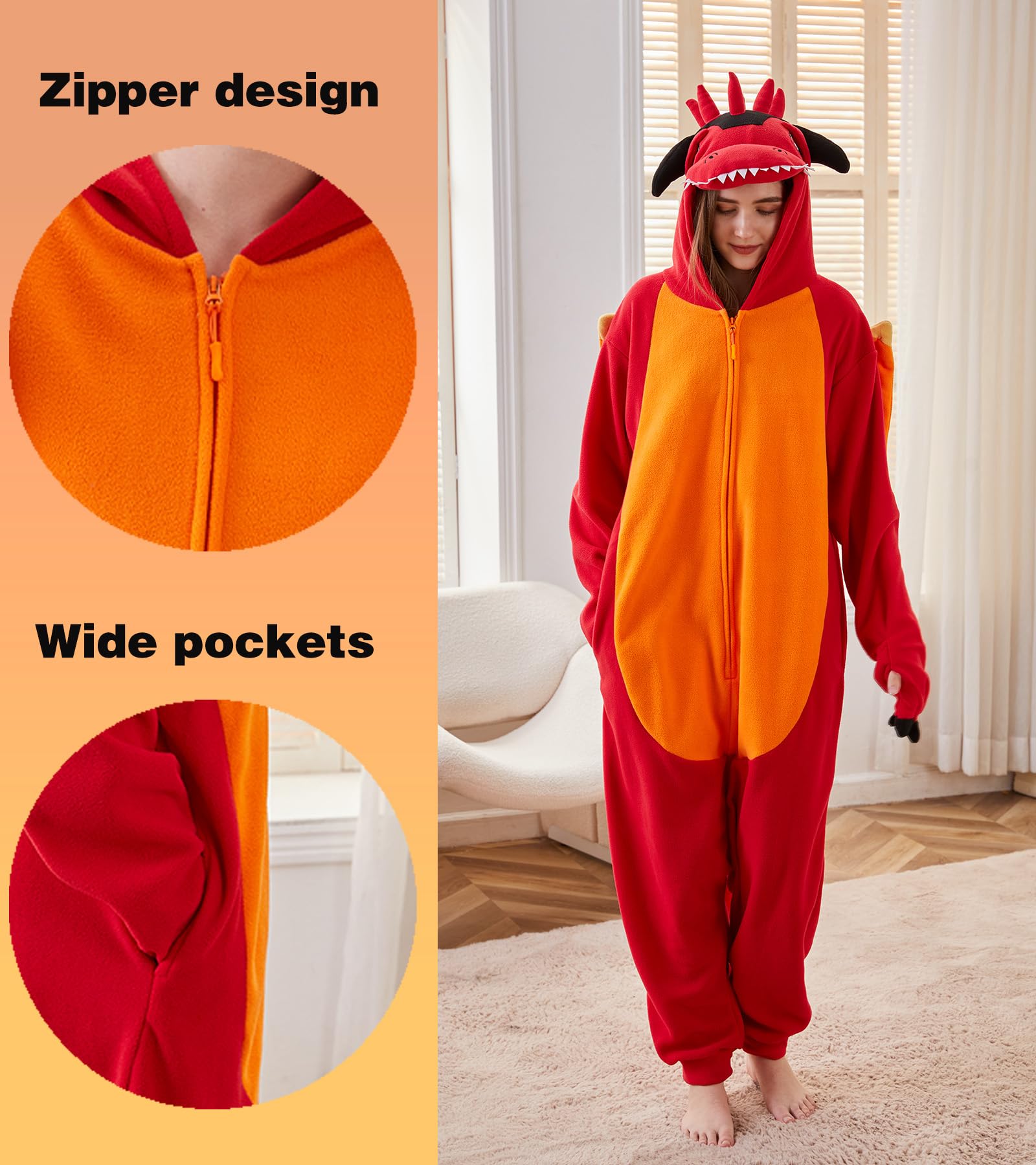Pijama enterizo de dragón para adultos, disfraz de Halloween, ropa de dormir de una pieza