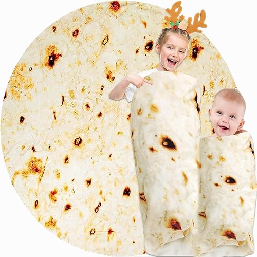 Miniatura 8 de Manta de tortilla de burrito de 85 pulgadas, regalo de elefante blanco para adultos, manta de taco útil, para hombres, fiestas, cosas geniales,