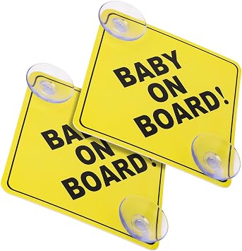 cobee Baby on Board Car Warning Signs, 2 Pcs 5x5 Safety Car Sign
