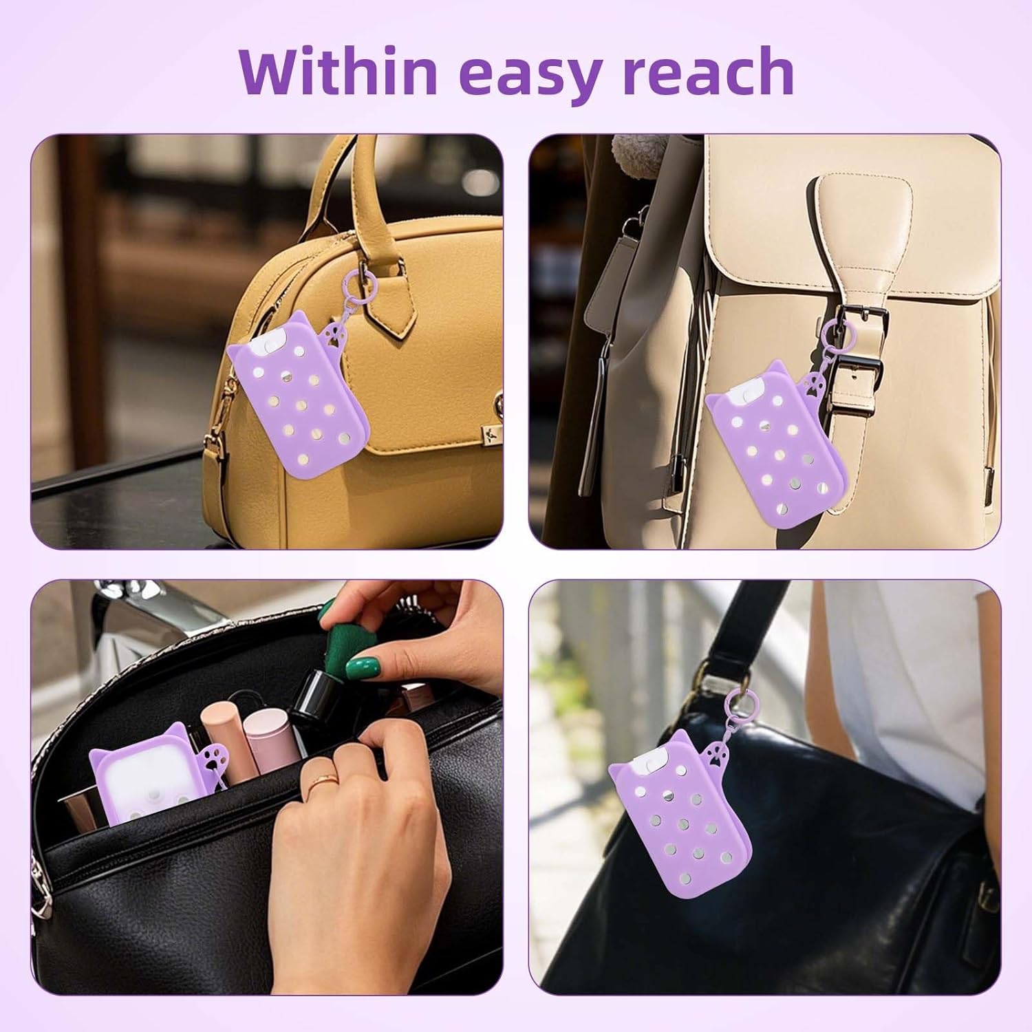 Hand Sanitizer Spray Case for Touchland, Silicone Case Compatible with Touchland Hand Sanitizer Spray Holder with Keychain for 1 Fl Oz Portable Accessory (Purple) - Image 7