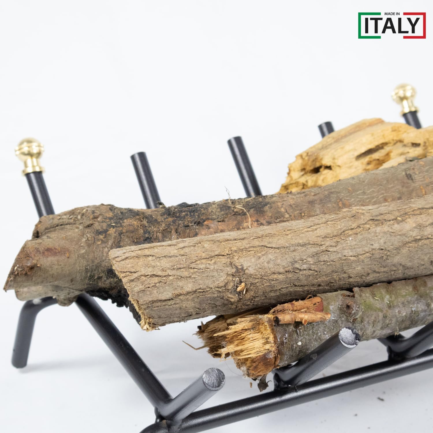 MOHOME Brucialegna per Camino in Ferro Nero Made in Italy 5 Barre Griglia 37x35x16 cm Resistente Braciere per Camino Poggia Legna Piedi Rialzati Portalegna per Caminetti Accessori Attrezzi Camino