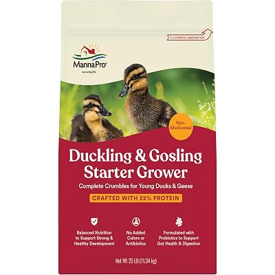 Manna Pro Duck Starter Grower Crumble | Non-Medicated Feed for Young Ducks | Supports Healthy Digestion | 25 Pounds