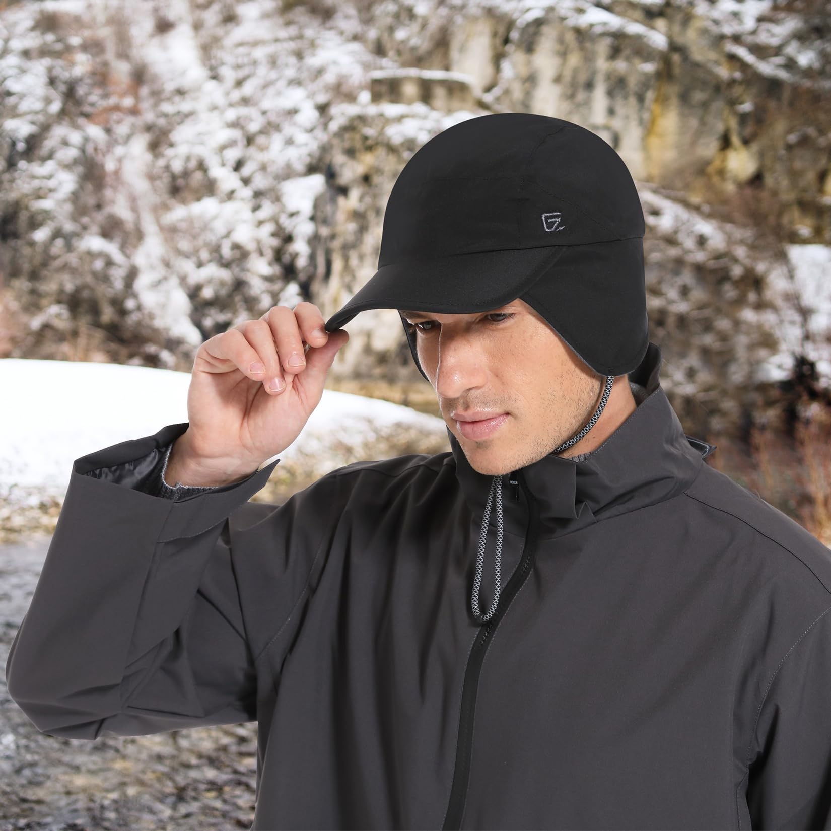 GADIEMKENSD Chapeaux d'hiver imperméables pour Hommes avec Oreillettes, Chapeau de Trappeur doublé en Polaire Chaud pour Temps Froid