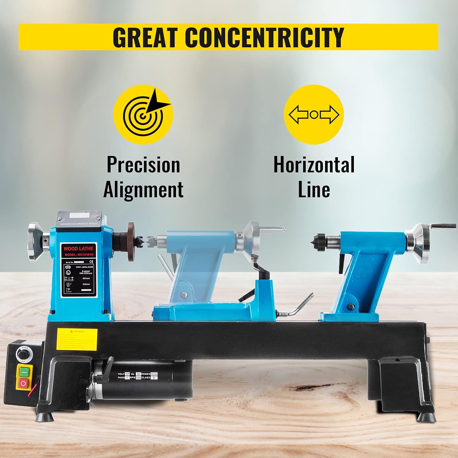 Mophorn Wood Lathe 12 x 18 Inch,Bench Top Heavy Duty Wood Lathe Variable Speed 500-3800 RPM, Mini Wood Lathe Regulation Digital Display : Tools & Home Improvement