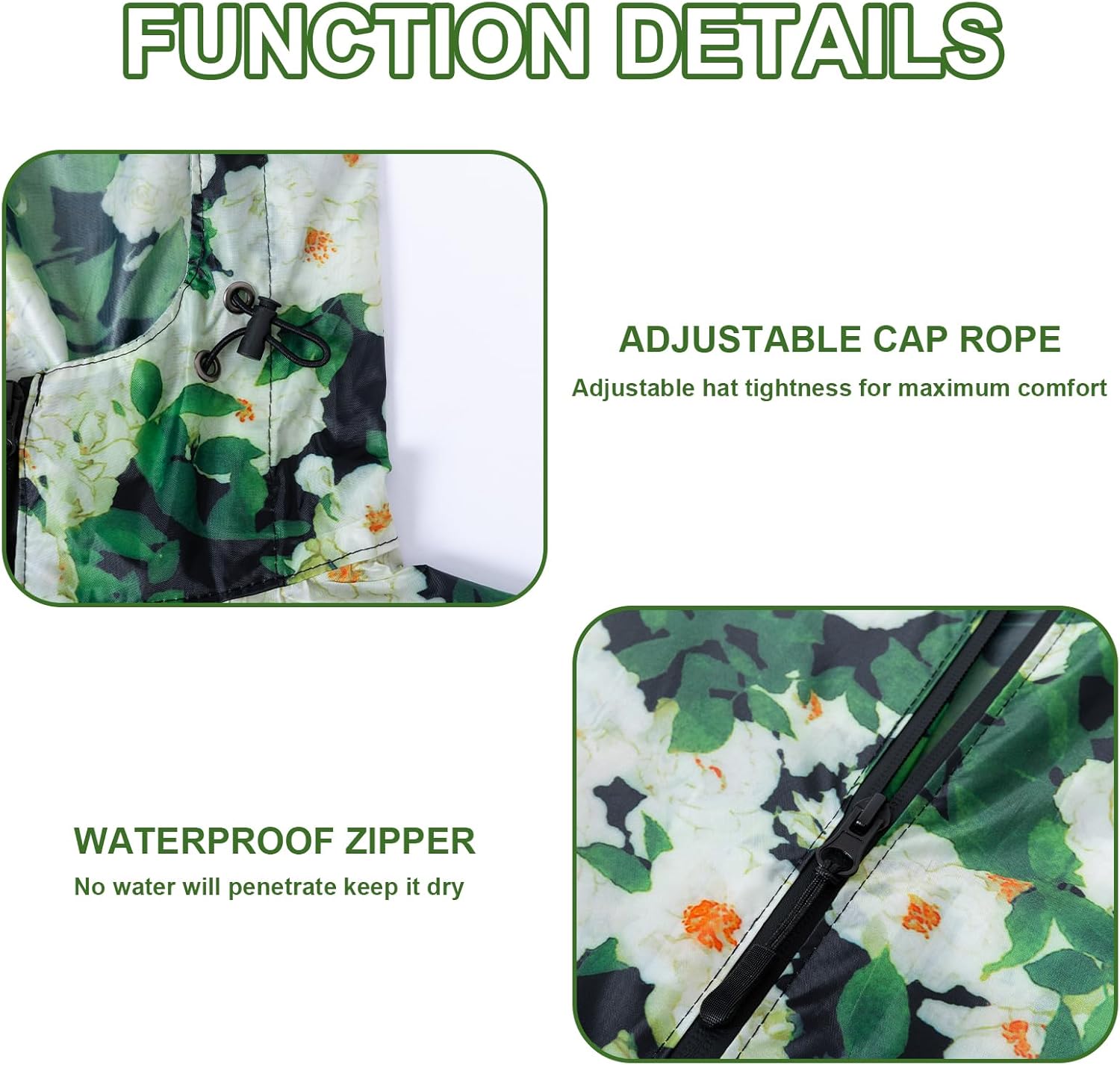 Hooded Rain Ponchos for Adult - Rain Coat and Rain Jacket with Waterproof Pocket and Zipper - Image 6