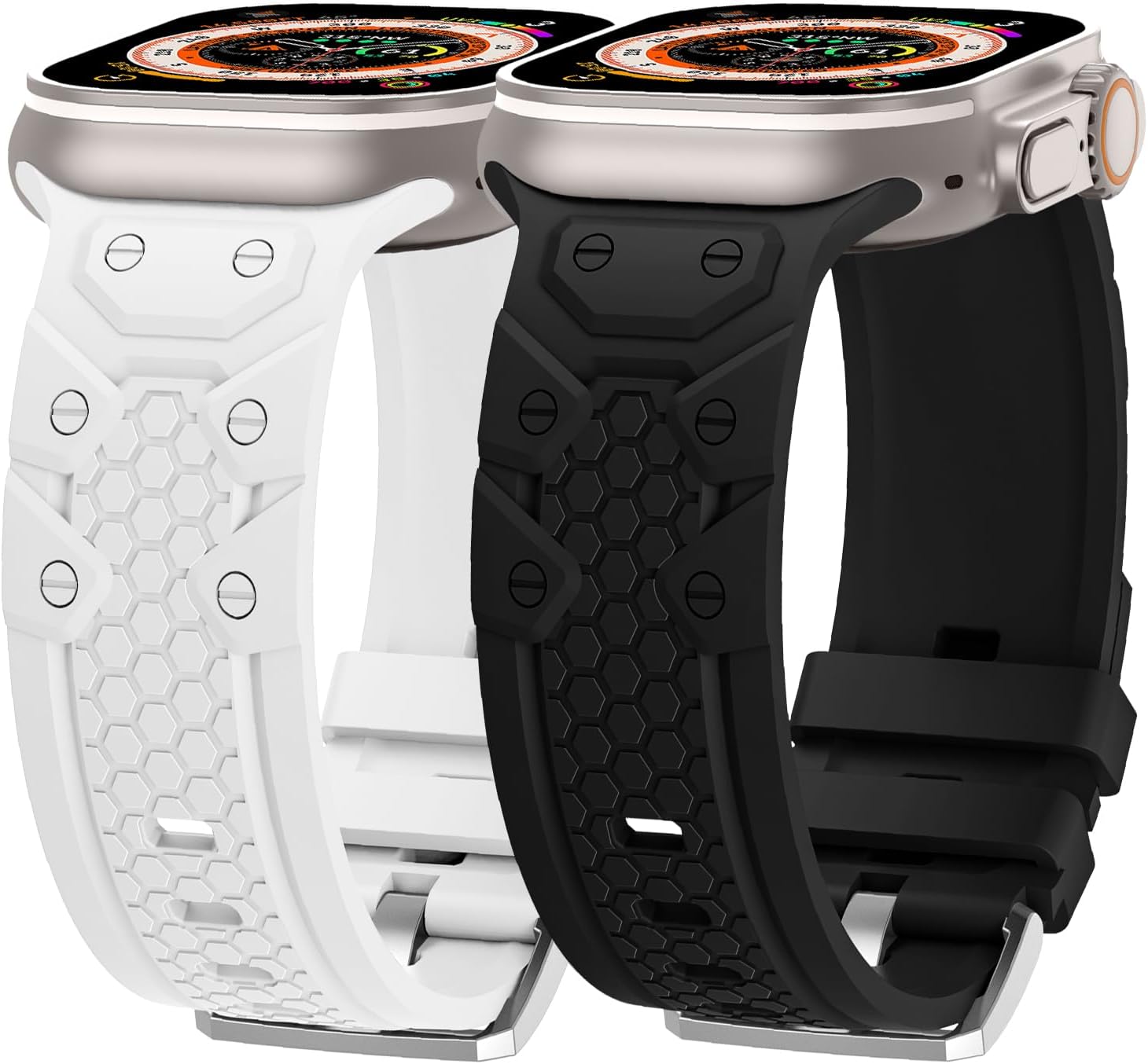 YAXIN 2 Pack Sport Band Compatible for Apple Watch Ultra Band 49mm 45mm 44mm 42mm Men, Soft Silicone Wristband Replacement Strap for Apple Watch Band Ultra iWatch Series 8/7/SE/6/5/4/3 (Black/White)