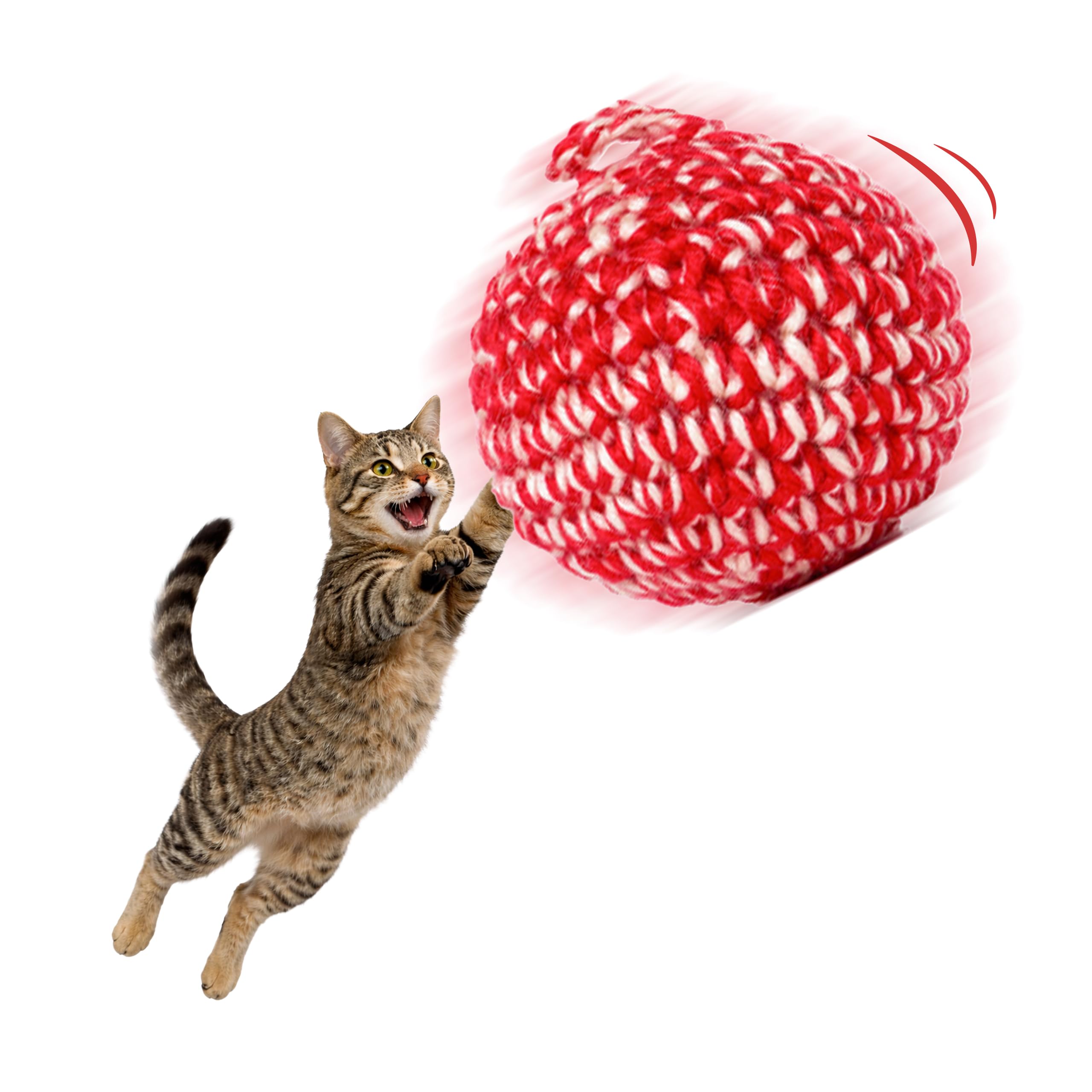 – JAYU PET Red Cat Ball [W/O Bell Version] - Handmade Silvervine Cat Toy with Catnip, Interactive Matatabi Ball for Indoor Cats & Kittens, Feline Play Toy & Gift (7cm, 2.7 inch)
