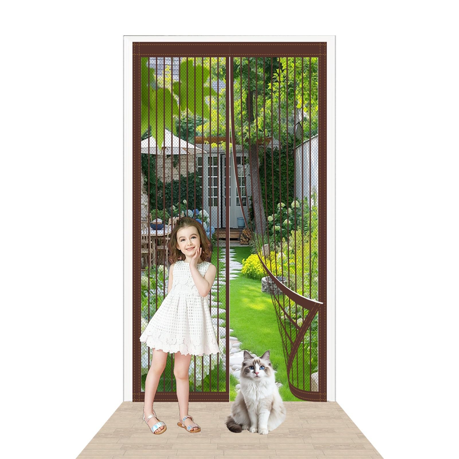 Moustiquaire magnétique 122 x 208 cm à fermeture automatique pour porte