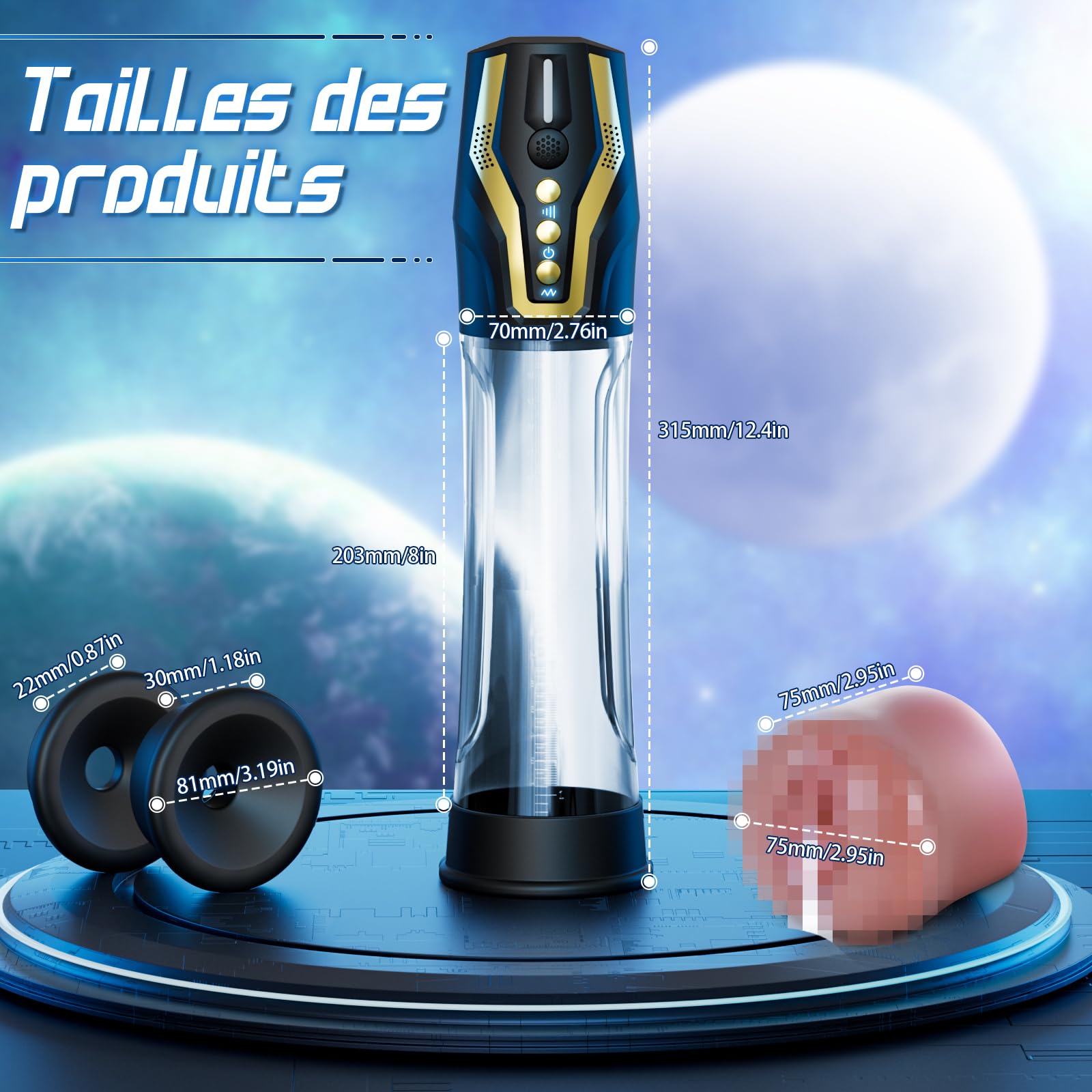Pompes à Pénis Vaginette Masturbateur Automatique - Contrôle Vocal Pompe Penis Sex Toýs Homme avec 4 Modes d'aspiration & 4 Modes de Pompage, Masturbateurs Masculins Pompe a Penis Masturbeuse Homme