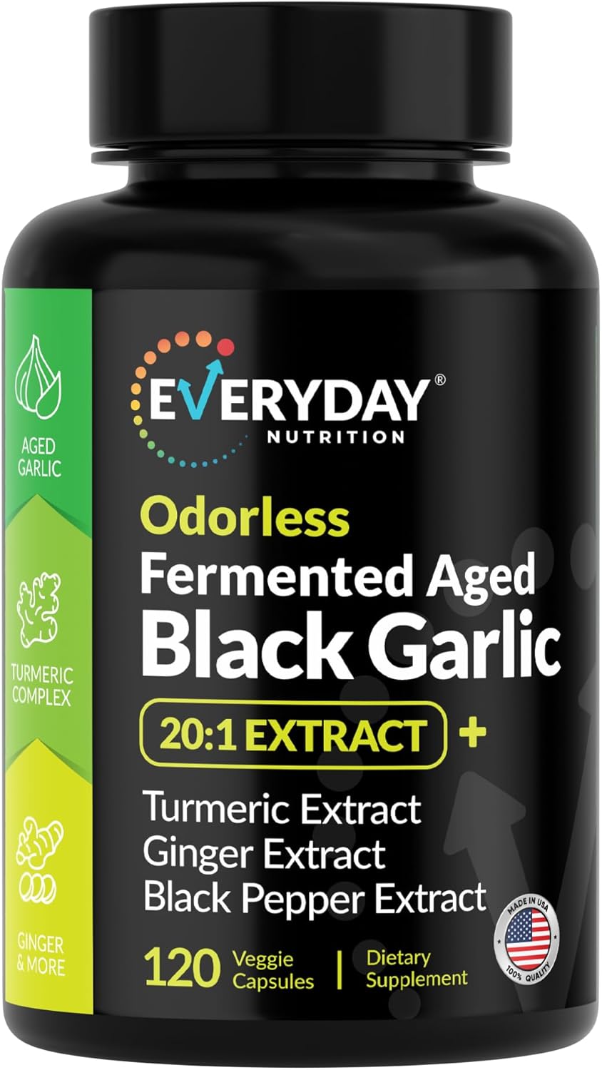 4-in-1 Fermented Odorless Aged Black Garlic 120 Capsules 60 Servings