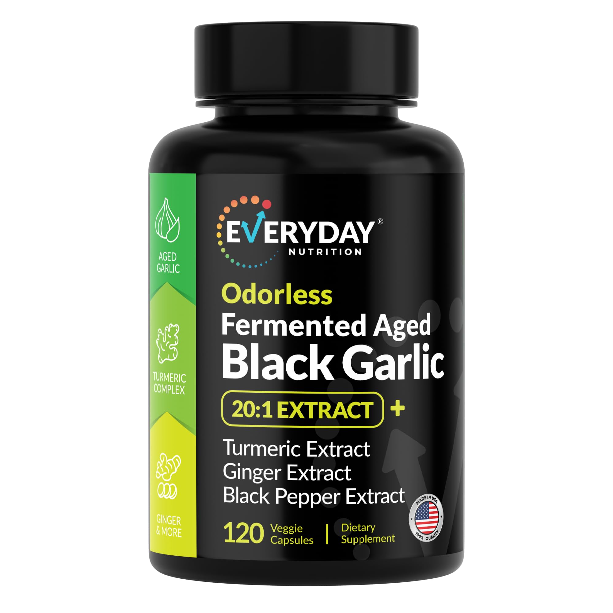 4-in-1 Fermented Odorless Aged Black Garlic 120 Capsules 60 Servings