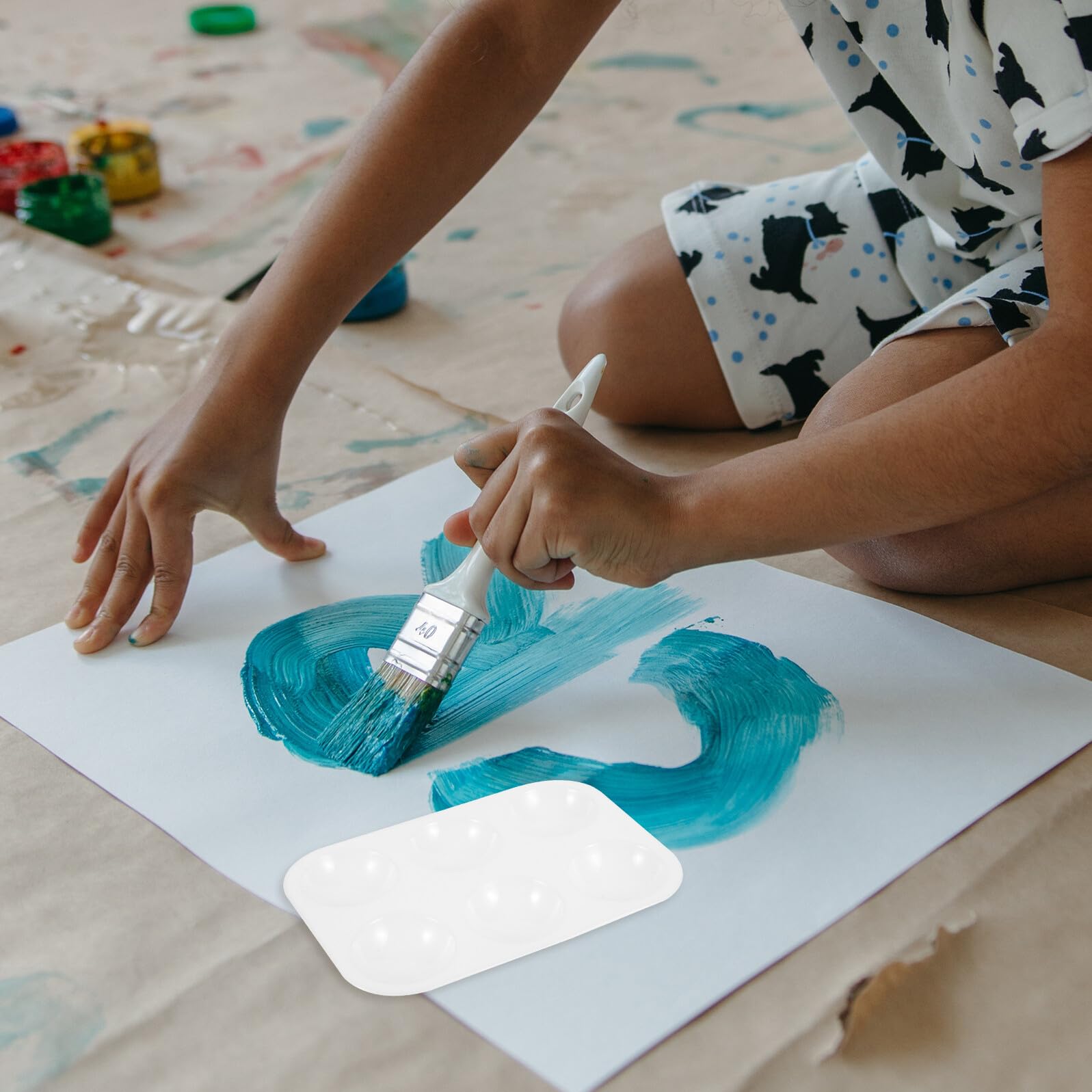 Weiße Aquarellpalette aus Kunststoff, Quadratisch, 12 Stück