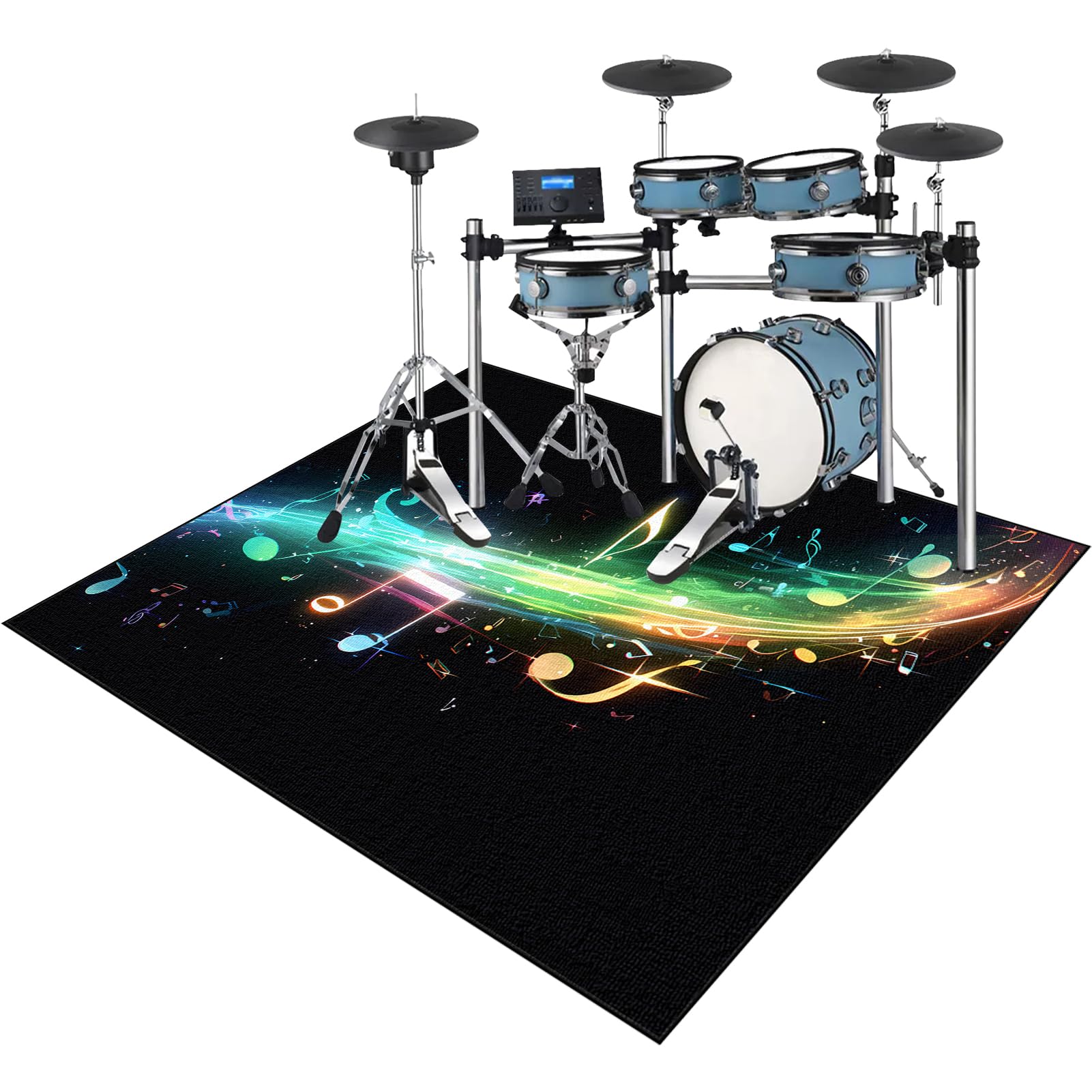 120 x 80 cm Drumteppich Schallschutz rutschfest Schalldicht Drum Teppich Matte Innen und Außen, Schlagzeugteppich Elektronisches Jazz Schlagzeug Kit für Bass Snare Drum, Schlagzeug Teppich