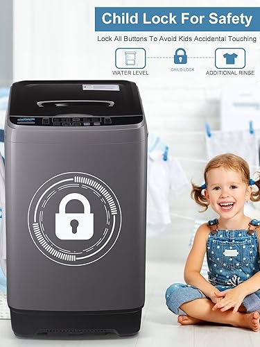 Miniatura 4 de KRIB BLING Lavadora completamente automática de 17.7 libras, pequeña compacta, portátil, programa de 10 lavados y lavadora compacta de 8 niveles de
