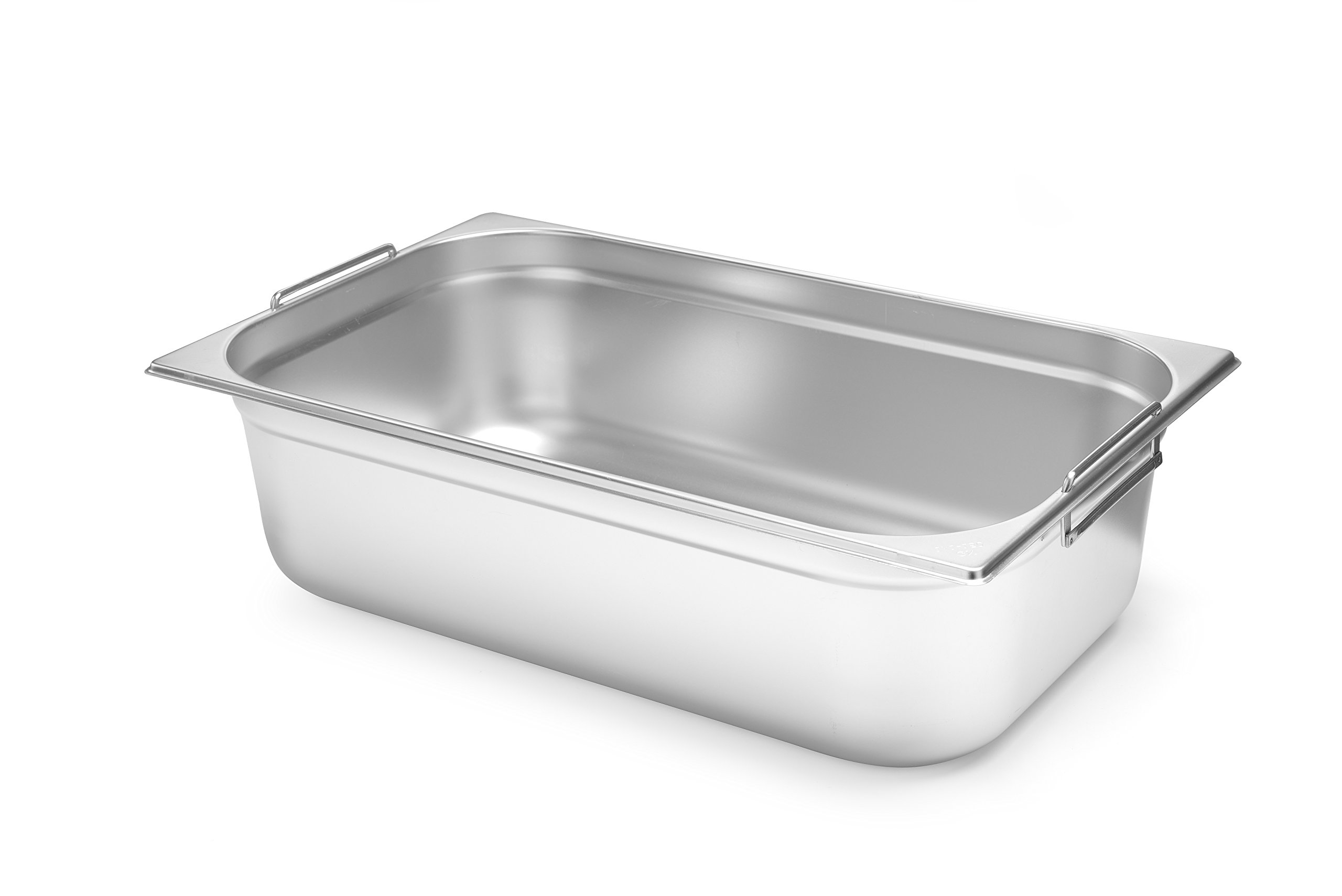 HENDI Recipiente GN 1/1 con Asas, de Acero Inoxidable, Resistente -40° a 300°C, Contenedor apto para Hornos, Congeladores, Baño María y Calientaplatos, 14 L, 530x325x(H)100mm