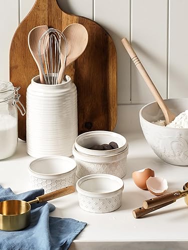 Vista 52 de LE TAUCI Ramekins - Juego de 4 recipientes de cerámica para almacenamiento de alimentos, 4.2 pulgadas, juego de ramikin para creme brulee, soufflé