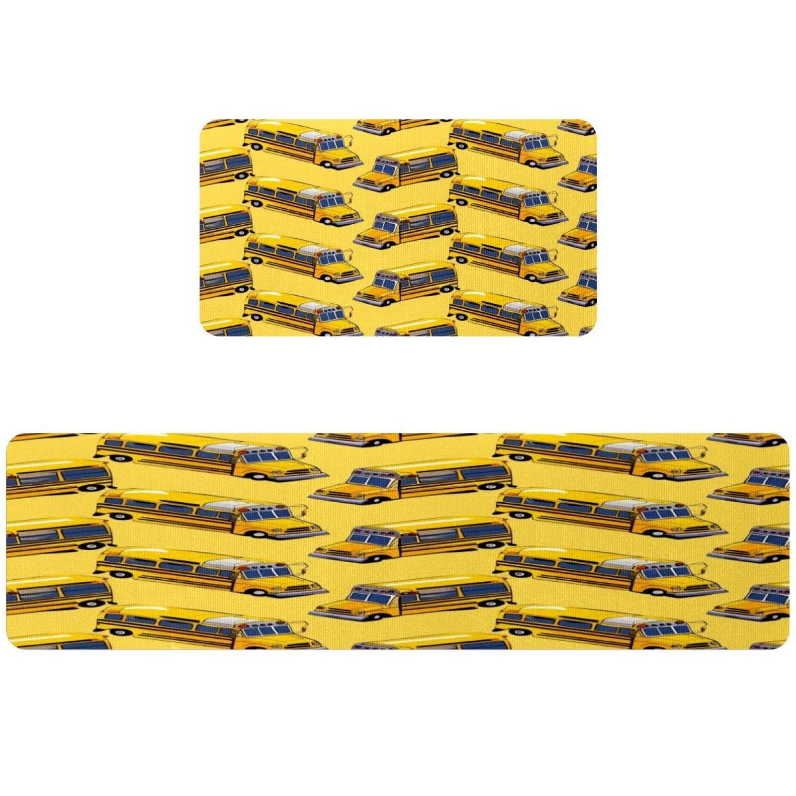 Alfombra de cocina de 2 piezas VAPOKF lavable y antideslizante con diseño de autobús escolar