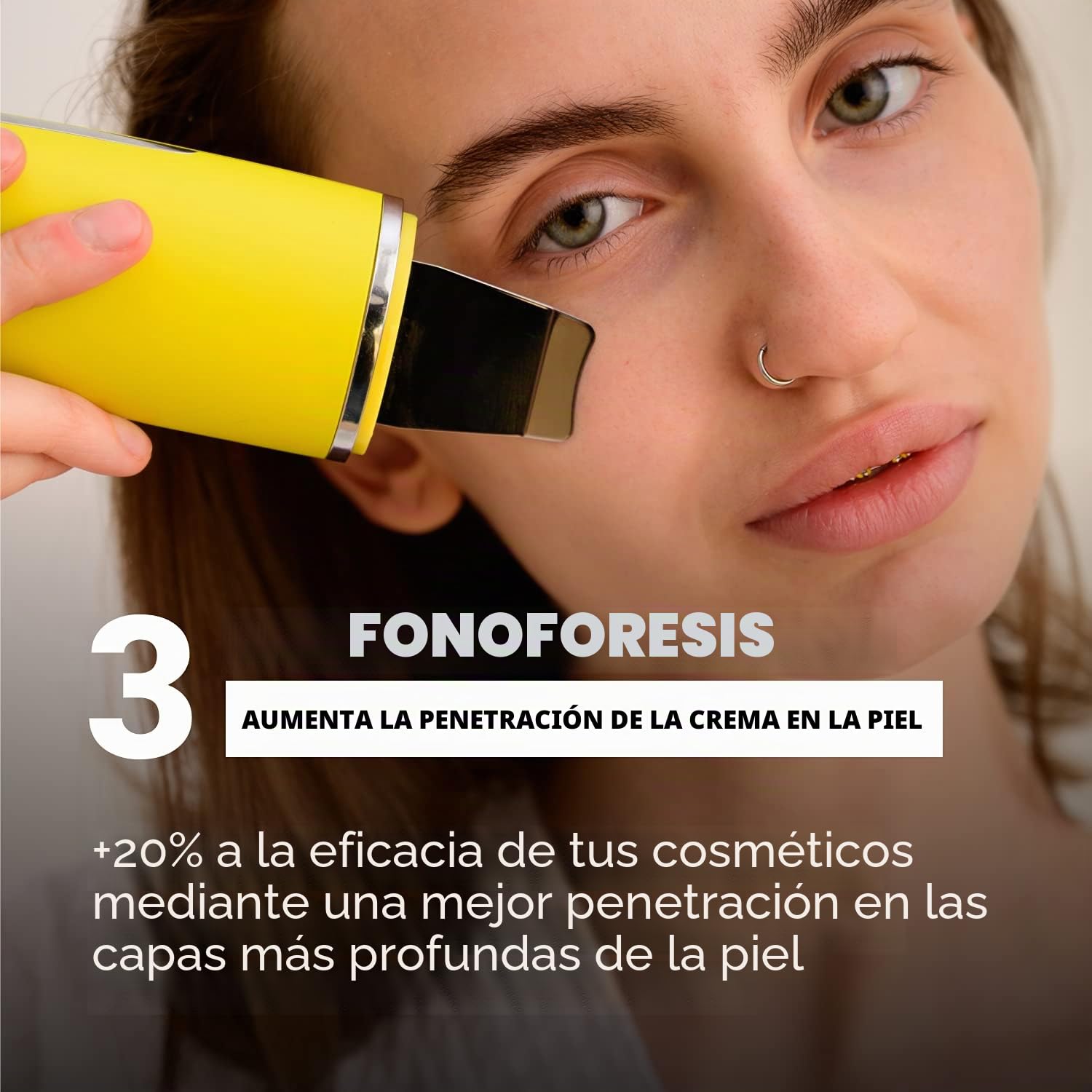 GESS Exotic Depurador Facial Ultrasonico, Limpiador de Piel, 7 Procedimientos, Fonóforos, Jonóforos, Cromoterapia, Estiramiento de Poros, Líneas Finas
