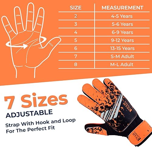 Miniatura 6 de Guantes de portero de fútbol para niños y jóvenes, guantes de portero de fútbol con agarres fuertes