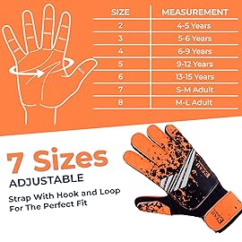 EFAH SPORTS Soccer Goalkeeper Gloves for Kids Boys Children Youth Football Goalie Gloves with Super Grip Protection Palms (Size 8 Suitable for Size M-L Adult, Orange)