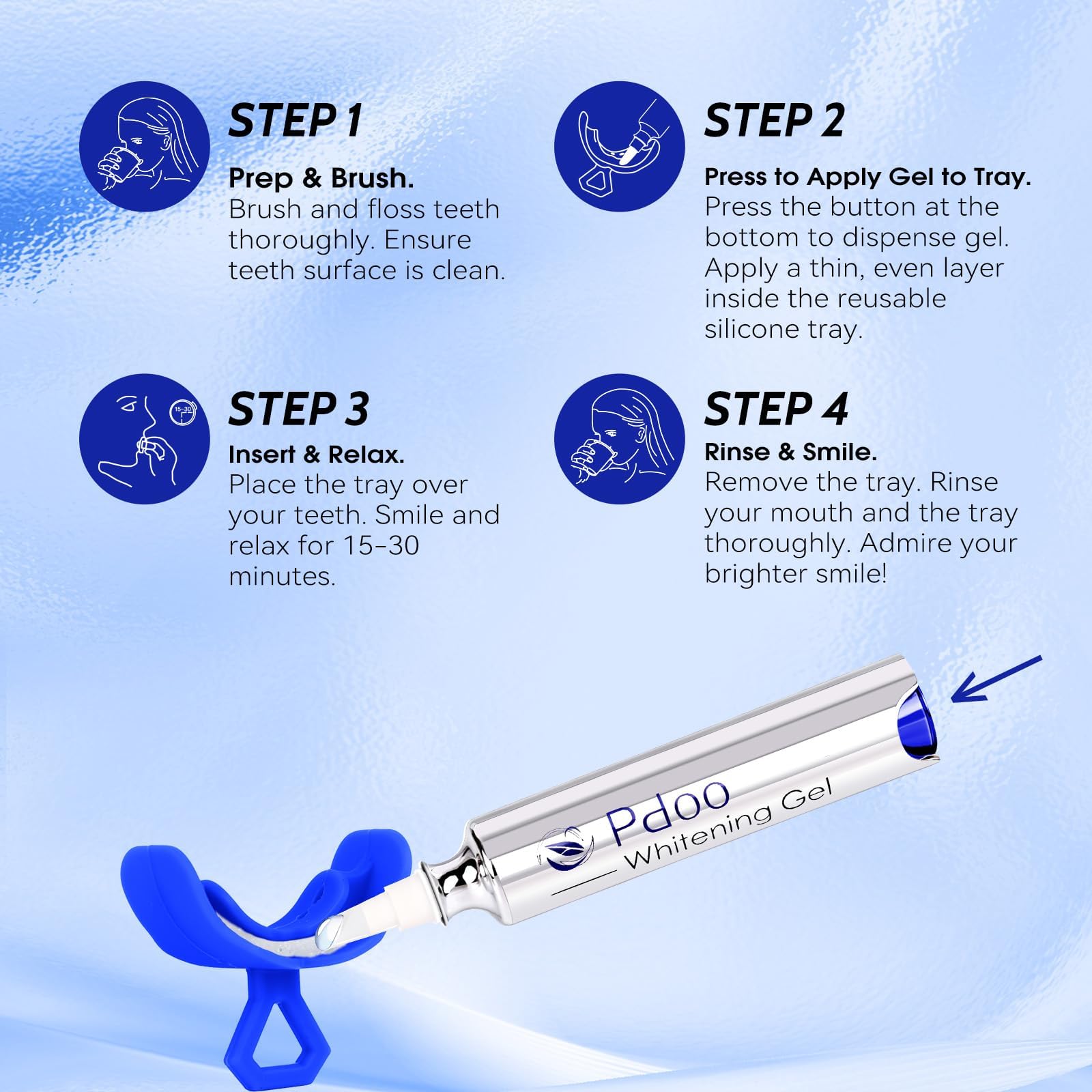 Kit de blanqueamiento dental con Pap+ | Bolígrafo de gel blanqueador de dientes de 10 ml y bandeja de blanqueamiento de silicona para todos los dientes, sin sensibilidad, sin peróxido y kit de