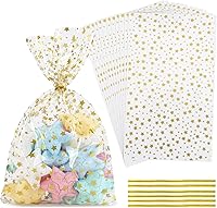 Vista 10 de 100 bolsas de celofán, bolsas de celofán transparente de 4 x 6 pulgadas, 100 lazos giratorios, para envolver regalos, embalaje de dulces, postres