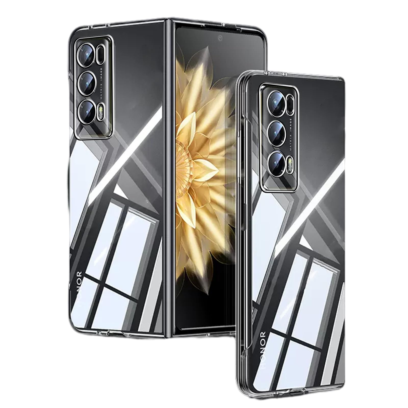 Foluu Custodia trasparente per Honor Magic V2 con protezione schermo anteriore incorporata - Cover protettiva antiurto per paraurti posteriore rigida in PC resistente ai graffi per Honor Magic V2 2024