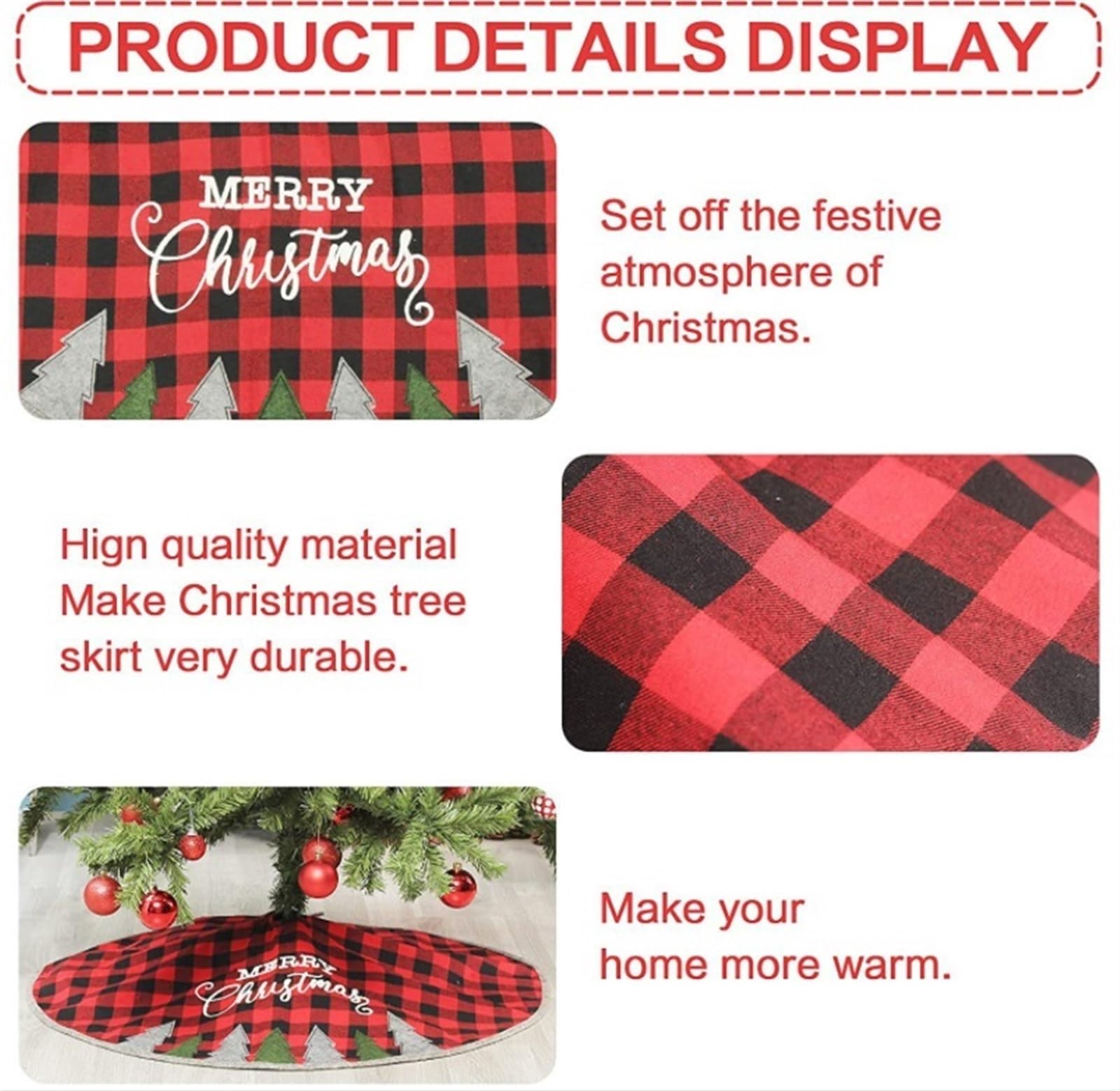 Weihnachtsbaum Rock, 48 Zoll Schneeflocke Plaid Weihnachtsbaum Rock Indoor Weihnachtsmatte Dekor Ornamente Decke Weihnachtsbaum