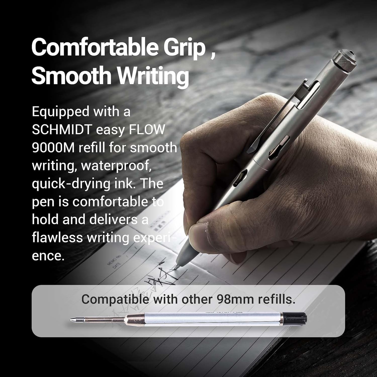 NEXTORCH NP11 Ti Bolt Action Tactical Pen with Ceramic Bead Glass Breaker Head, Titanium Body and Decompression Gyroscope for Writing, Tactical Defense, Emergency Defense, Emergency Escape