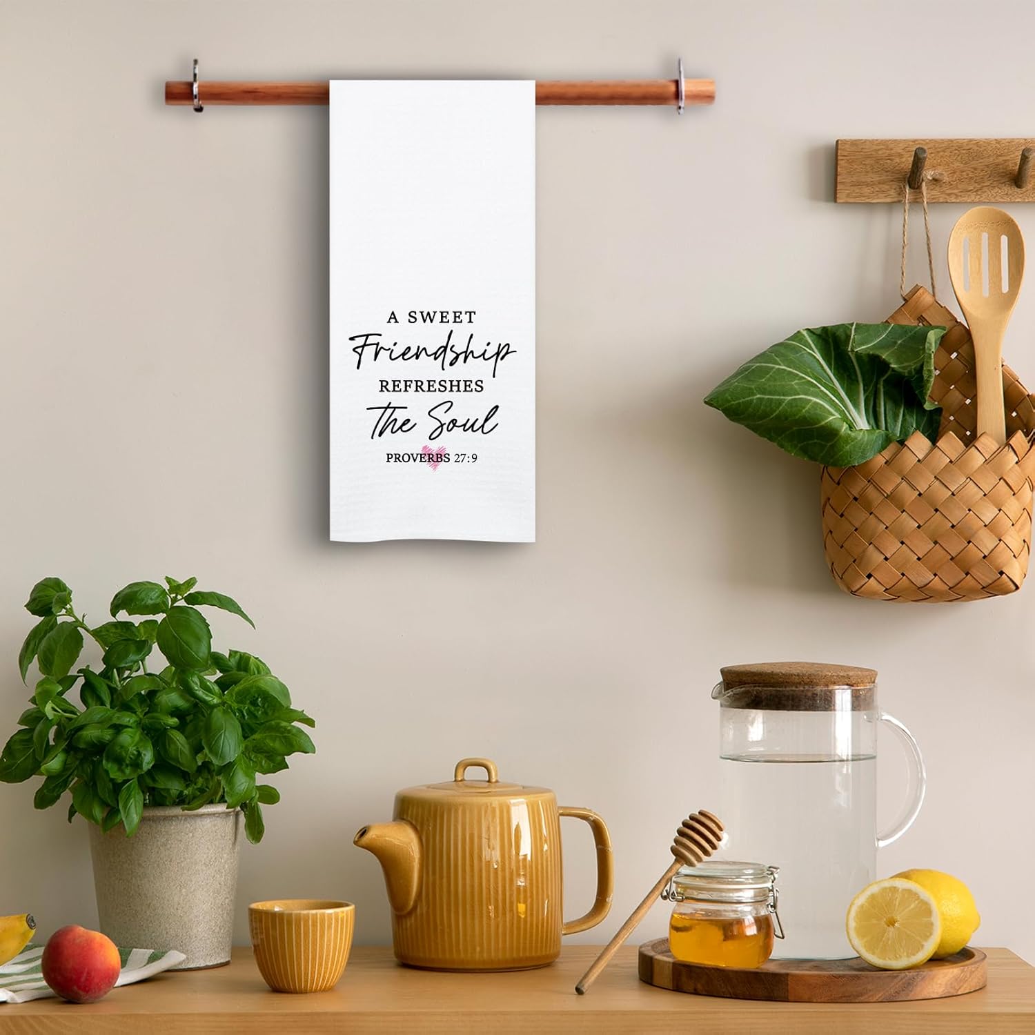 Funny Friendship Kitchen Towels, A Sweet Friendship Refreshes The Soul, Decorative Dish Towels for Kitchen, Christian Gifts for Women Men, Sweet Housewarming Gifts for Sister Friend Bestie - Image 3