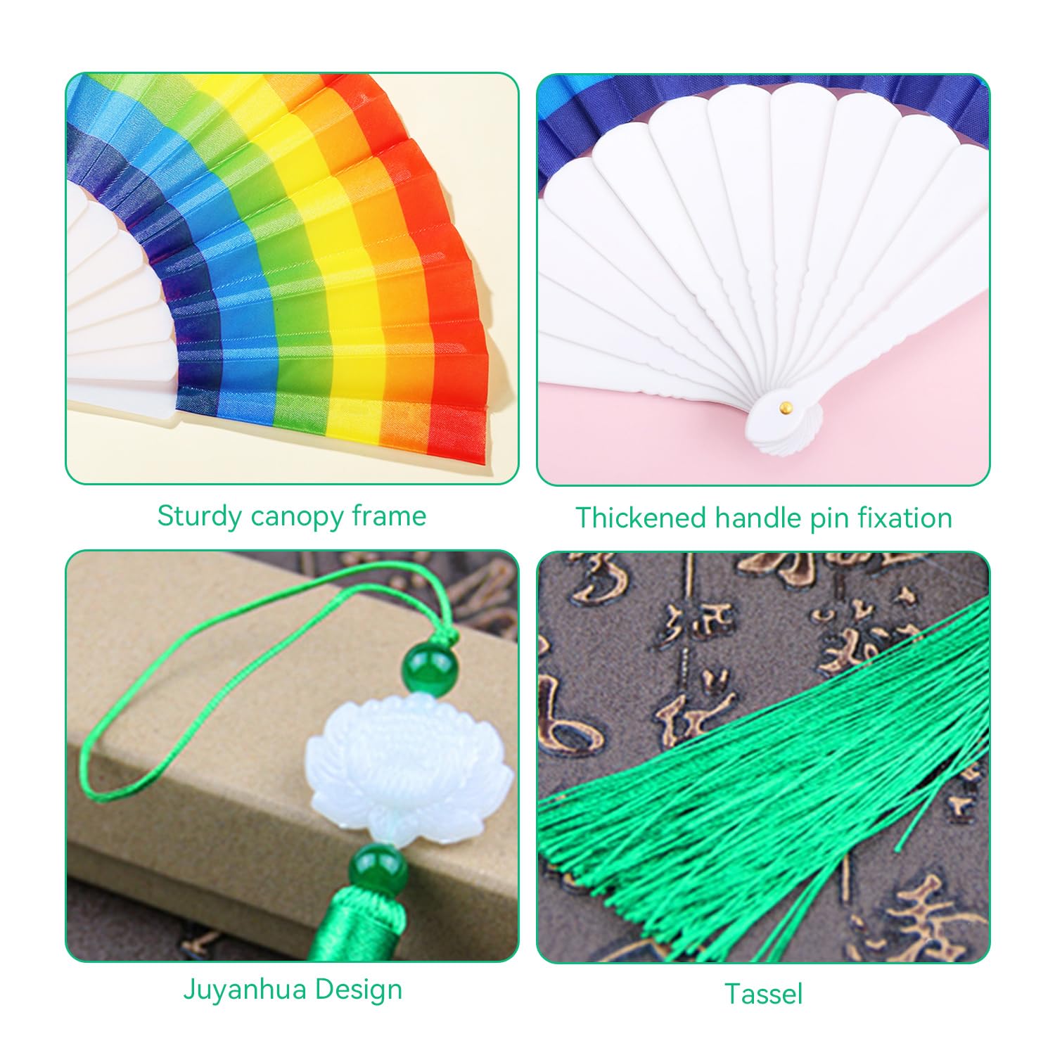 4 Pièces Ventilateur Pliante Arc-en-Ciel Et 4 Morceaux De Longe De Glands, Ventilateur Décoratif Créatif, Fournitures De Fête De Fierté, Adaptées Aux Défilés, Carnaval, Jeux De Rôle.