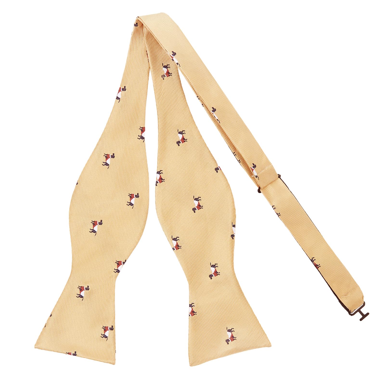 PenSee Mens Self Bow Tie Gold-yellow Animals Silk Bow Ties
