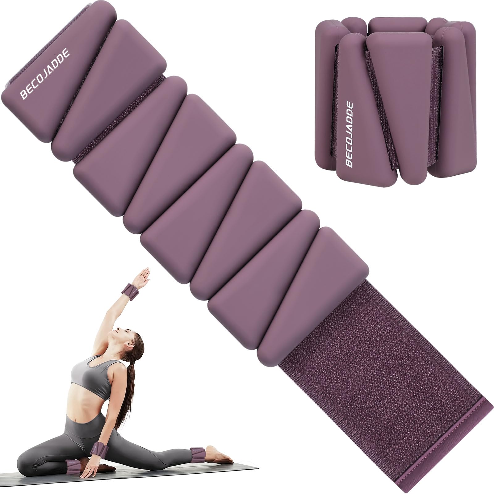 BECOJADDE Ankle Weights Set of 2 (1 lb/2 lb/3 lb Each) Adjustable Wrist Weights