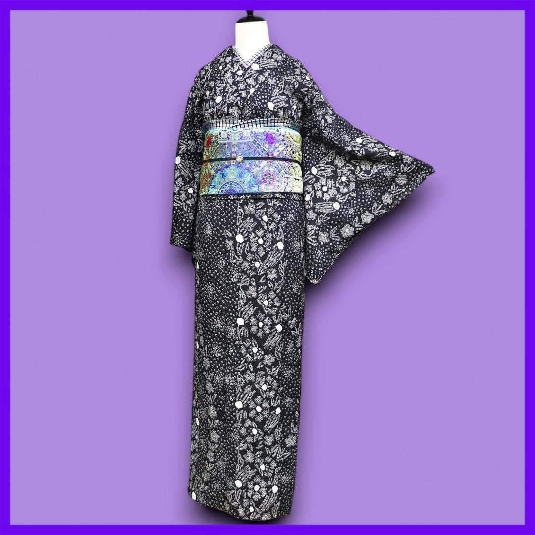 タグ付き Kansai 浴衣 作り帯 セット 紫花柄 ピンク 夏祭り 花火 新品