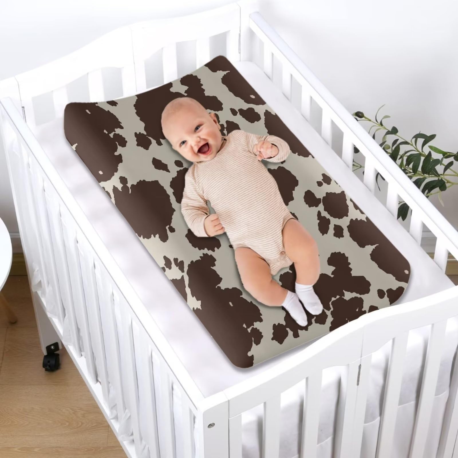 Housse Matelas à Langer Noël Extensible – Motif Père Noël Doux Pour Bébé Fille Garçon, Lavable Machine