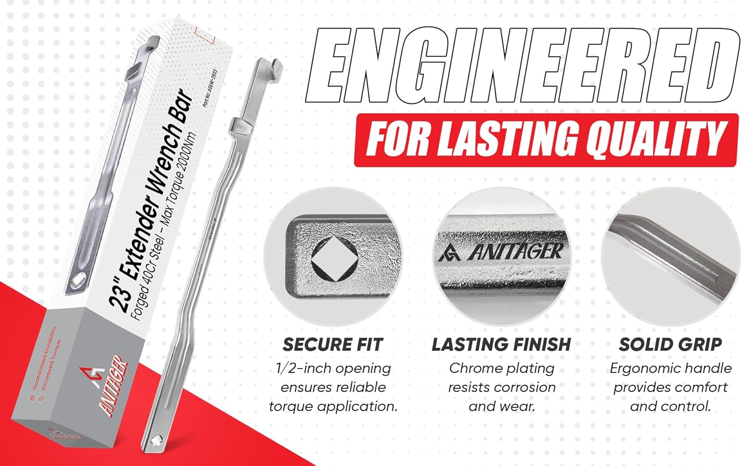 23 in. Wrench Extender Tool, Heavy Duty Torque Multiplier Bar, Extra-long up to 2,000Nm of Torque, Long Extension for Rusted Bolts, Breaker Bar Alternative