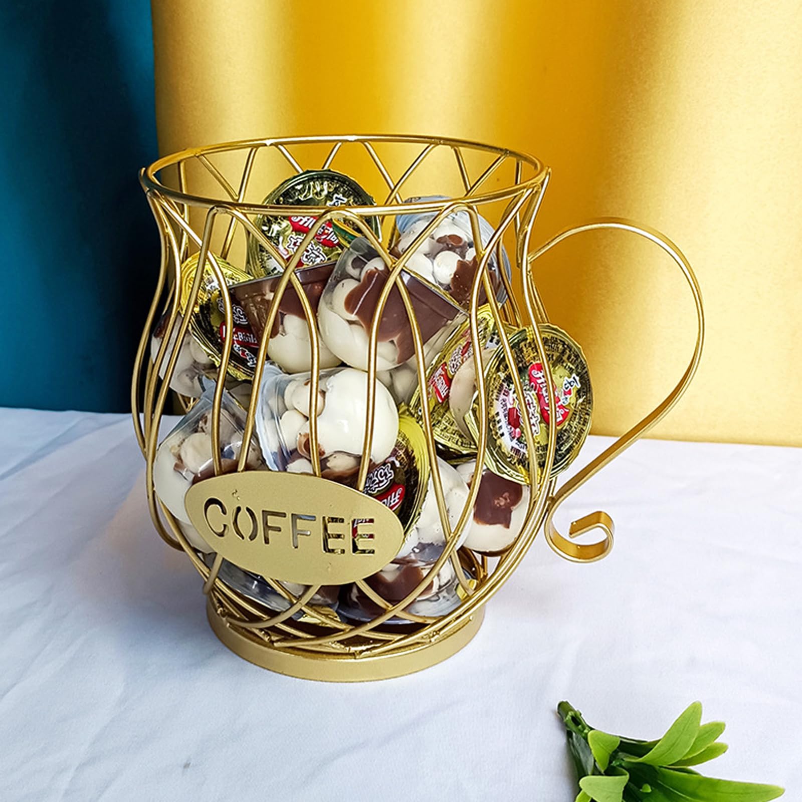 Cesto di immagazzinaggio del caffè, cesto di capsule di caffè, cesto di capsule di caffè, cesto di capsule di caffè, cesto di immagazzinaggio per capsule di caffè, per caffè, casa, hotel, ufficio (oro