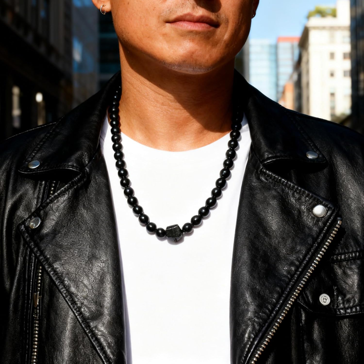 Protection Crystals Beads Necklace for Men Genuine Black Tourmaline Obsidian Stone Necklace for Men, Masculine Men Beaded Necklaces Christmas Jewelry Gifts for Him - Image 6