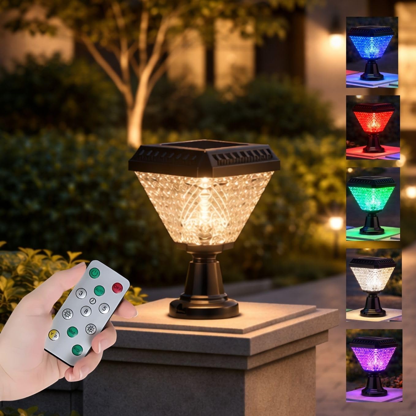 Solar Gate Light | Pack of 1 | RGB Color Changing 24 LED | Remote Control | Waterproof | Auto On/Off | Easy Installation-image-2
