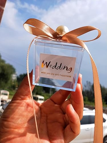 Miniatura 7 de Pequeña caja de acrílico transparente de plástico cuadrado cubo, 2 paquetes de caja de regalo de plástico con tapa, regalos de fiesta de Pascua,