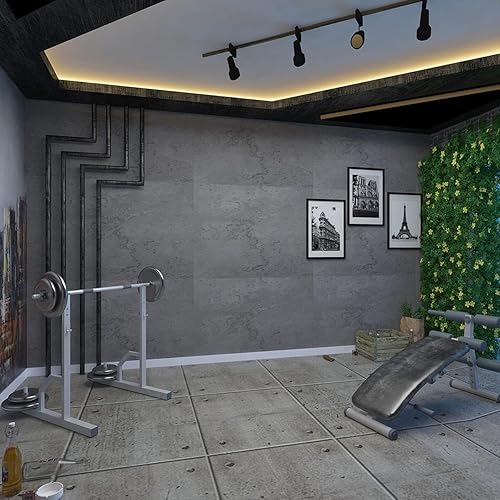 Miniatura 29 de Papel tapiz de hormigón gris claro de 24 x 394 pulgadas, para despegar y pegar, papel de contacto de hormigón gris de cemento sintético, vinilo